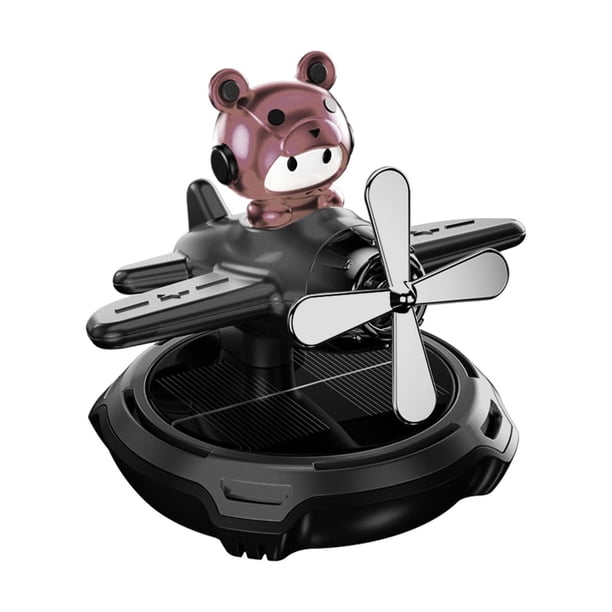 Difusor solar giratorio para coche, modelo de avión, adorno de aceite esencial Oso negro