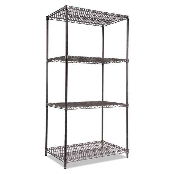 Alera Wire Shelving Starter Kit, Four-Shelf, 36w x 24d x 72h, Black Anthracite -ALESW503624BA