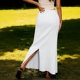 thumbnail image 5 of RQYYD Linen Flared Maxi Skirt with Back Slit Elastic Waist Drawstring Long Flowy Ankle-Length Skirt, 5 of 5