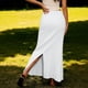 thumbnail image 4 of Faldas Largas para las Mujeres de Verano Color Sólido Cordón Moda Casual Poliéster Faldas de Cintura Elástica para las Mujeres, 4 of 5