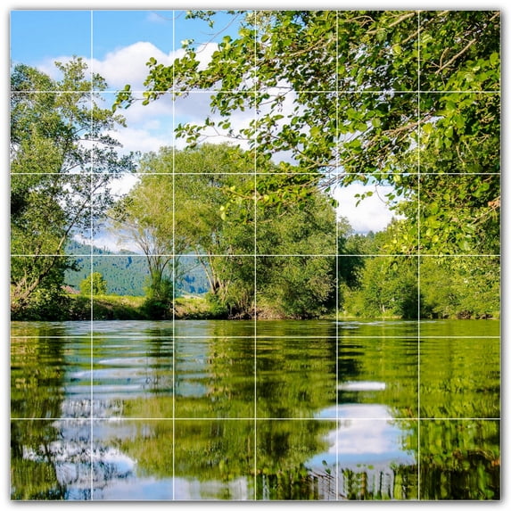 Picture-Tiles.com: Lakes Ceramic Tile Wall Mural WAL500806-66M. 36"W x 36"H using (36) 6" x 6" Ceramic Tiles-Satin Finish