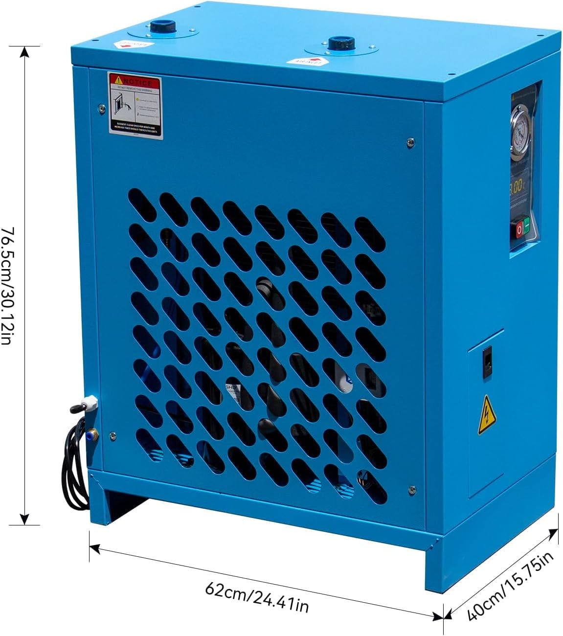 HPDMC Industrial Heavy Duty Refrigerated Air Dryer – 105 CFM, 0.885 KW, 220V For 30HP Rotary Screw Compressors – R134a Cooling System – Removes Moisture, Oil, Dust for Workshops, Factories, CNC