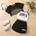 thumbnail image 2 of Dlasu Big Girl's Outfit Sets 3PCS Short Sleeve Top and Letter Print Tank Tops with Shorts Suits Breathable Casual Outfits, 2 of 9