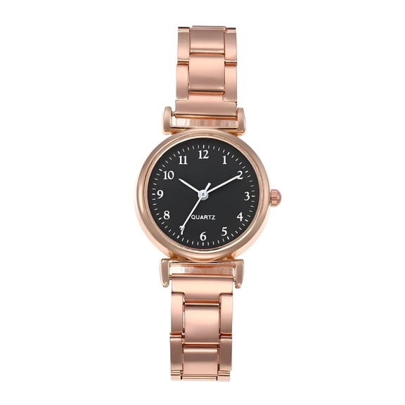 DESIGNICE Women Strap Quartz Watches Wrist Strap Round Watch Easy Read Number Dial Classical Office Ladies Fashion Adjustable Stainless Steel Gold Black