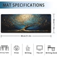 thumbnail image 2 of Desk Mat,Blue Golden Tree and Waves Extended Gaming Mouse Pad Large, 31.5"x11.8" 3D Modern Art Landscape Mouse Pad with Non-Slip Base and Stitched Edge,Computer Keyboard Mouse Mat for Home Office, 2 of 7