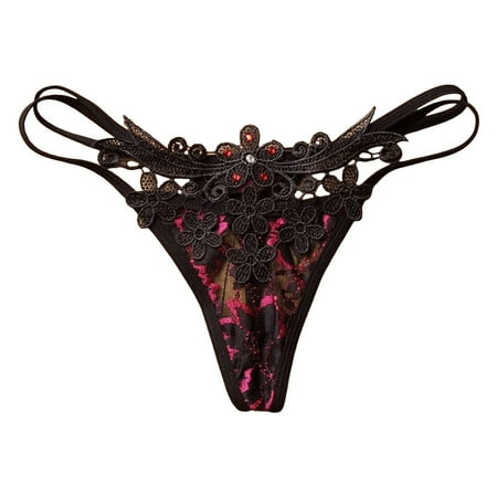 IUJSOY Ladies Underwear Panties Womens Sexy Low Waist Ultra Thin See Through Lace Thong Panties