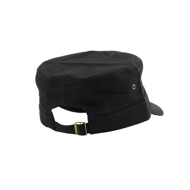 Hey-Zero Casual Vintage All-Match Style Unisex Solid Color Army Cap Cadet Hat Military Flat Top Adjustable Baseball Hat Black