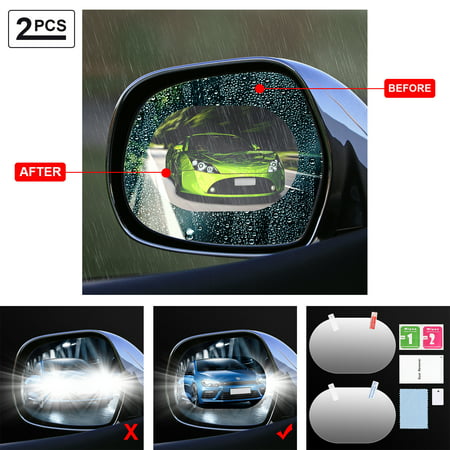 Kohree 2 Packs Nano Rearview Mirror Circle Film, Anti-Fog Rainproof Window Film for Rainy Foggy Weather (Best Car For Rainy Weather)