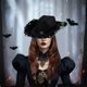 thumbnail image 4 of Sombrero de vaquero con luces LED y plumas de Halloween Fiudx rojo con luces negras y adornos de Claus, 4 of 6