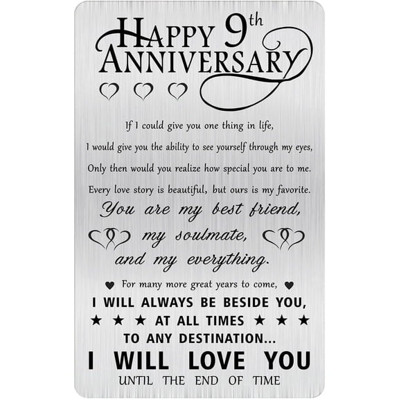 9 Year Wedding Anniversary Card - Happy 9th Wedding Anniversary Cards Gifts for Husband Wife - 9 Years Anniversary Card for Him Her