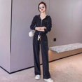 thumbnail image 2 of Spring Sportwear 2-piece Women's Hooded Jacket Wide-leg Trousers Set Daily Wear Outfit for Spring Sportswear, 2 of 6