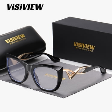 VISIVIEW Unisex Stylish Full-frame Glasses with Anti-blue Light, Square Clear Lenses.