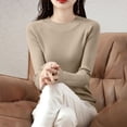 thumbnail image 3 of Womens Knitted Basic Tops, Long Sleeve Shirts for Women Fall Winter Casual Solid Color Slimming Fit Crewneck Sweaters, 3 of 4