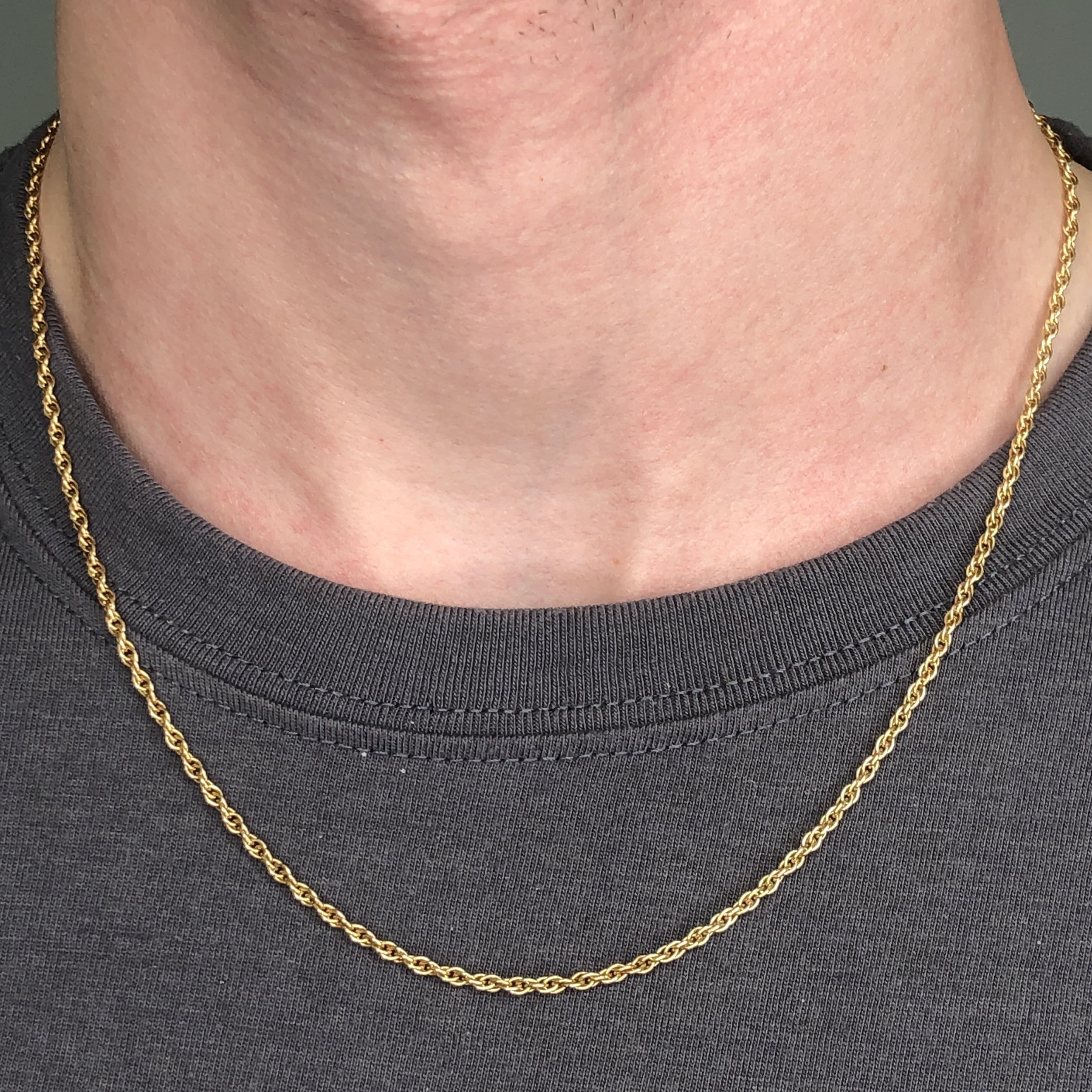 Solid 1/20 14k Yellow Gold Real Rope Chain 20 inches Mens Womens 2mm GoldsSolid
