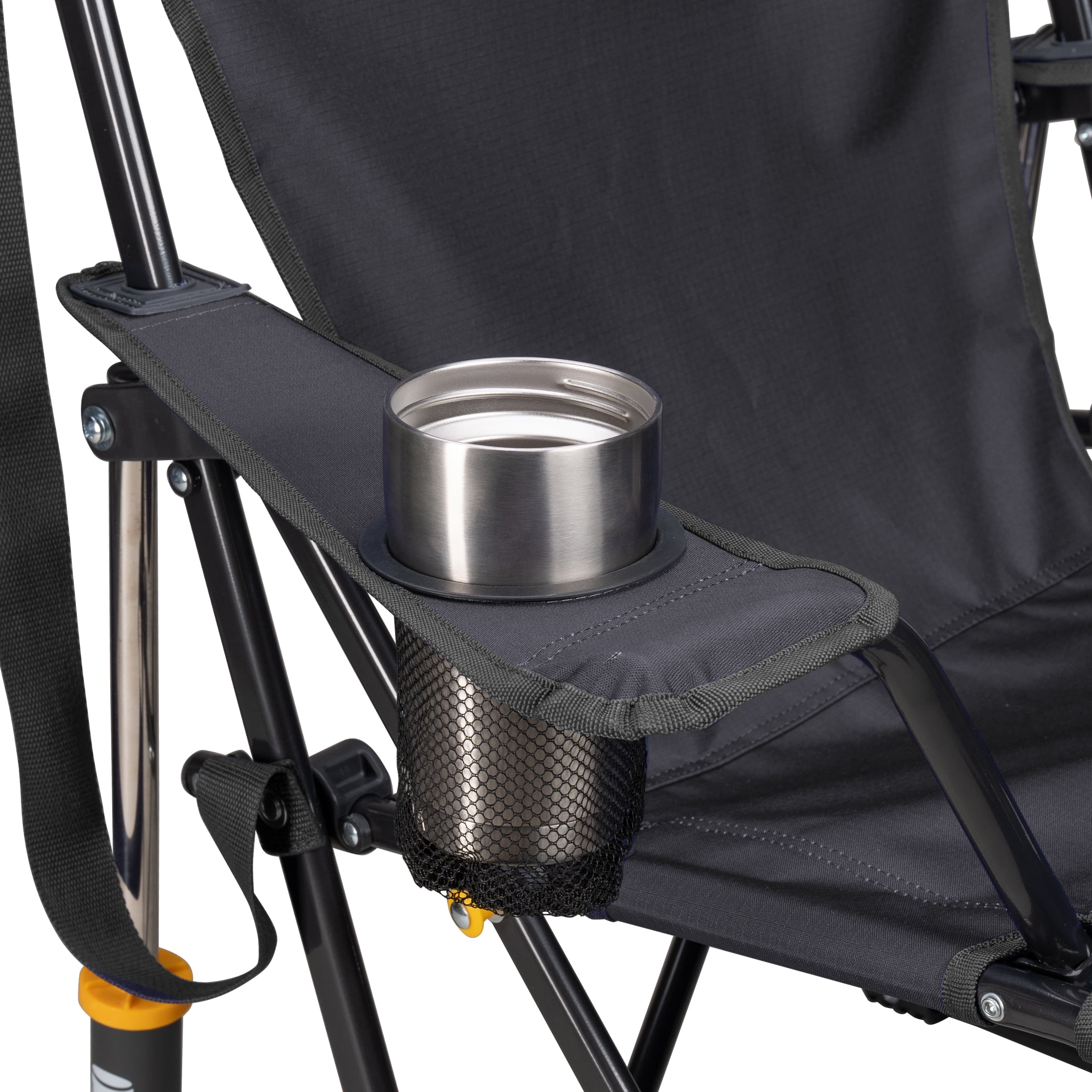 GCI Outdoor Comfort Pro Rocker Foldable Rocking Camp Chair with Solid Backrest, Dark Charcoal