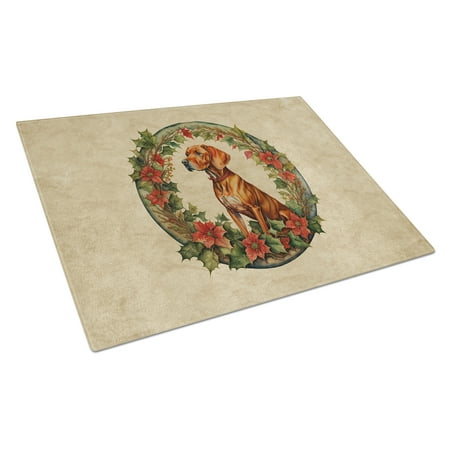 

Vizsla Christmas Flowers Glass Cutting Board 12 in x 15 in