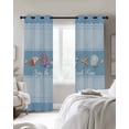 thumbnail image 3 of Coastal Blue Striped Blackout Curtains 84 Inches Long, Ocean Sea Summer Starfish Coral Shells Thermal Insulated Black Out Curtains, Darkening Window Curtain for Bedroom Living Room 52"x84" 2 Panels, 3 of 9