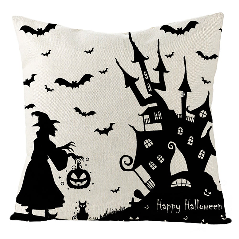 4pcs/set Black Buffalo Plaid Halloween Pillow Case 45 x 45 cm