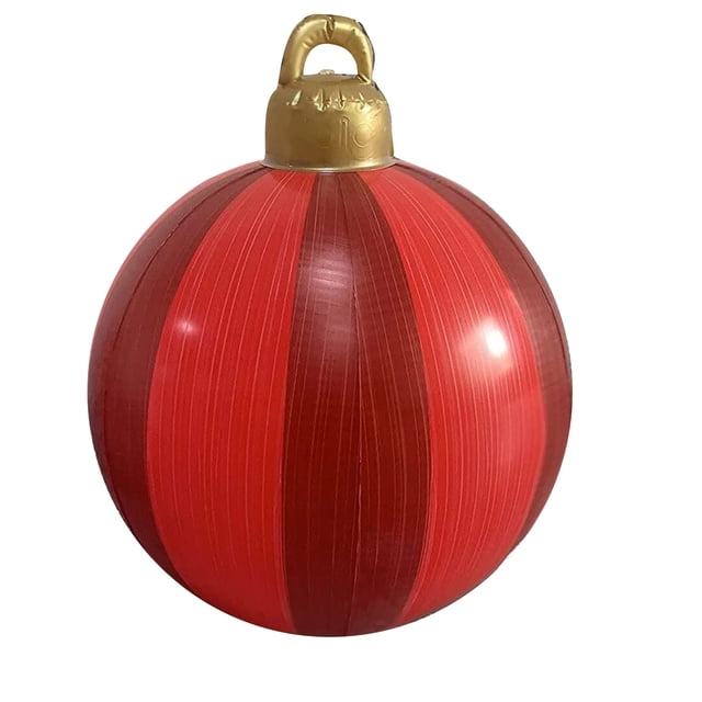 D Christmas Inflatable Decorations Ball Outdoor Holiday Tree Ornament 23.6 Inches For Yard Porch Decoration With Sturdy Pvc Material Weather Resistant