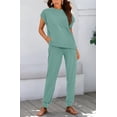 thumbnail image 7 of BTFBM Women's Two Piece Tracksuit Outfits Summer Short Sleeve Tops Long Pants Jogger Lounge Matching Sets Sweatsuit, 7 of 7