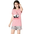 thumbnail image 3 of Tebbis Soft Modal Cute Panda Pajamas for Girls Tee & Shorts Set Jammies Big Kid Size 8, 3 of 7