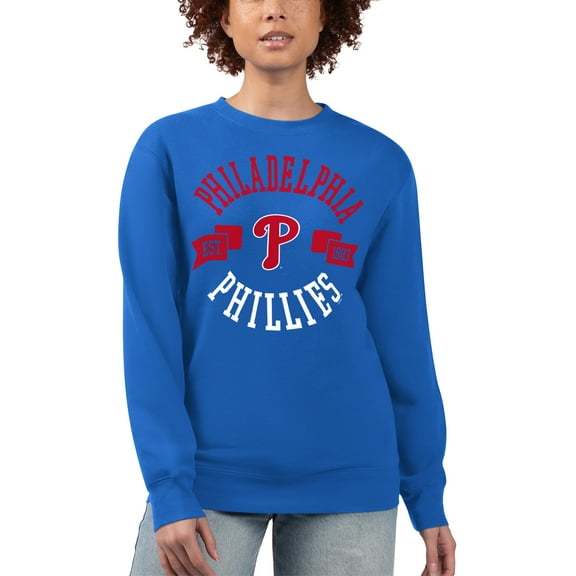 Women's G-III 4Her by Carl Banks Royal Philadelphia Phillies Team Logo Fleece Pullover Sweatshirt