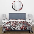 thumbnail image 3 of Designart "Arbre avec des Feuilles en Rouge et Gris VI" Ensemble de Literie Florale - Traditionnel Lit de Charme Rouge avec 2 Impostes, 3 of 6