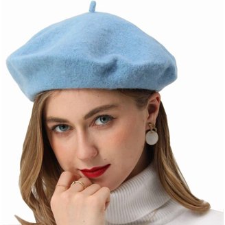 Womens Beret Hat Pearl Rhinestone Wool Winter Warm Beanies  display picture 1