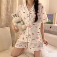 thumbnail image 3 of Sanrio-Pijama de Hello Kitty Cinnamoroll para mujer, camiseta de verano, pantalones cortos, 2 piezas, ropa de casa Kawaii, informal, poliéster, suave, 3 of 4