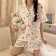 thumbnail image 3 of Sanrio-Pijama de Hello Kitty Cinnamoroll para mujer, camiseta de verano, pantalones cortos, 2 piezas, ropa de casa Kawaii, informal, poliéster, suave, 3 of 4