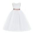 thumbnail image 2 of Ekidsbridal White V-Back Satin Special Occasion Dresses for Toddler Girls Junior Pageant Mini Bridal Gown 219T 4, 2 of 3