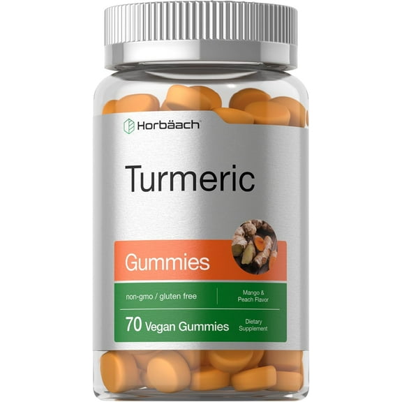 Turmeric Curcumin with Ginger Gummies | Mango & Peach Flavor for Men and Women | by Horbaach