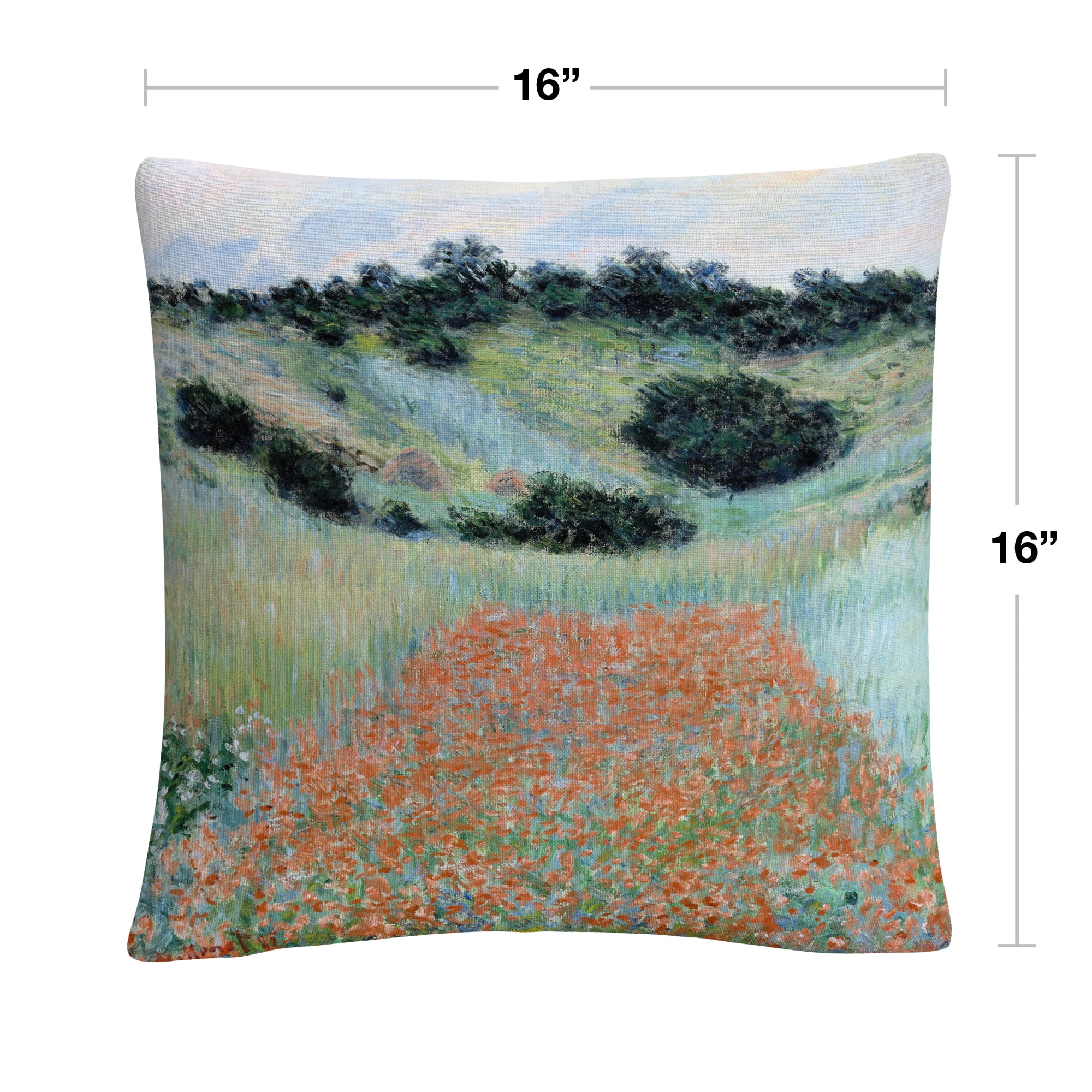 Monet 'Poppy Field Near Giverny' 16 X 16 Decorative Throw Pillow