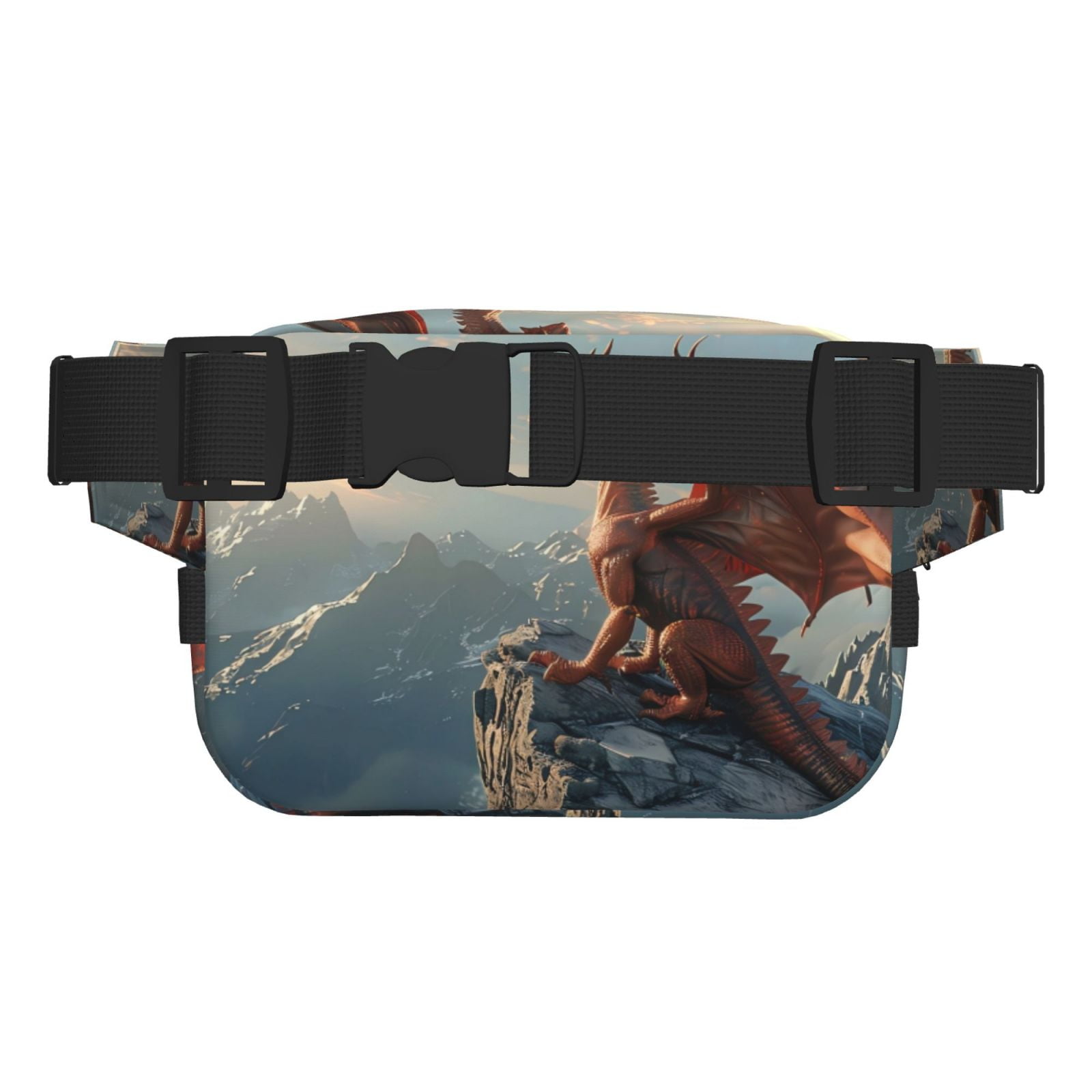 Picia Red Dragon Mountain Sunrise Print Square Double-Layer Waist Bag Mini Adjustable Waist Belt Bag Exercise Running Travel Hiking