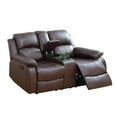 thumbnail image 3 of Aukfa Double Manual Recliner Chair, Overstuffed Loveseat with Cupholder for Living Room, Leather, Brown, 3 of 15