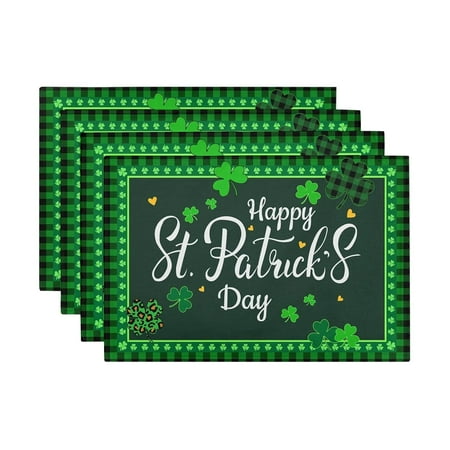 

4PCS St. Patrick s Day Western Placemat Green Table Decoration Non Heat Insulation Linen Placemat Kitchen Supplies Black Dinnerware Sets Juego De Cubiertos Tableware Set Clearance