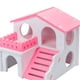thumbnail image 2 of Nido De Hámster Casa de hámster para mascotas con escalera, nido, cabaña de troncos, juguetes para dormir de animales (rosa), 2 of 4