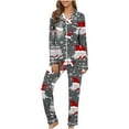 thumbnail image 4 of VBTAPA Womens Christmas Pajama Sets Novelty 3D Printed Long Sleeve Button Down Shirts and Wide Leg Capris Matching Jammies Set 2 Piece Holiday Sleepwear with Pockets Prime DealsMulticolor XL, 4 of 6