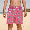thumbnail image 2 of NIEWTR Boys' Casual Swim Shorts Quick Dry Swim Trunks Lightweight Beach Board Shorts with Designs（A01-Pink,7-8 Years), 2 of 7