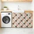 thumbnail image 3 of Ombre Brown Geometric Plaid Retro Abstract Morocco Gingham Sink Skirt 11"W x 13"L,Dustproof Under Sink Curtain Skirt for Bathroom Kitchen,Adhesive Short Curtain Vanity Cover for Laundry Closet, 3 of 8