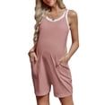 thumbnail image 5 of Maternity Women Solid Color Sleeveless Overalls Casual Loose Jumpsuit Shorts, 5 of 6