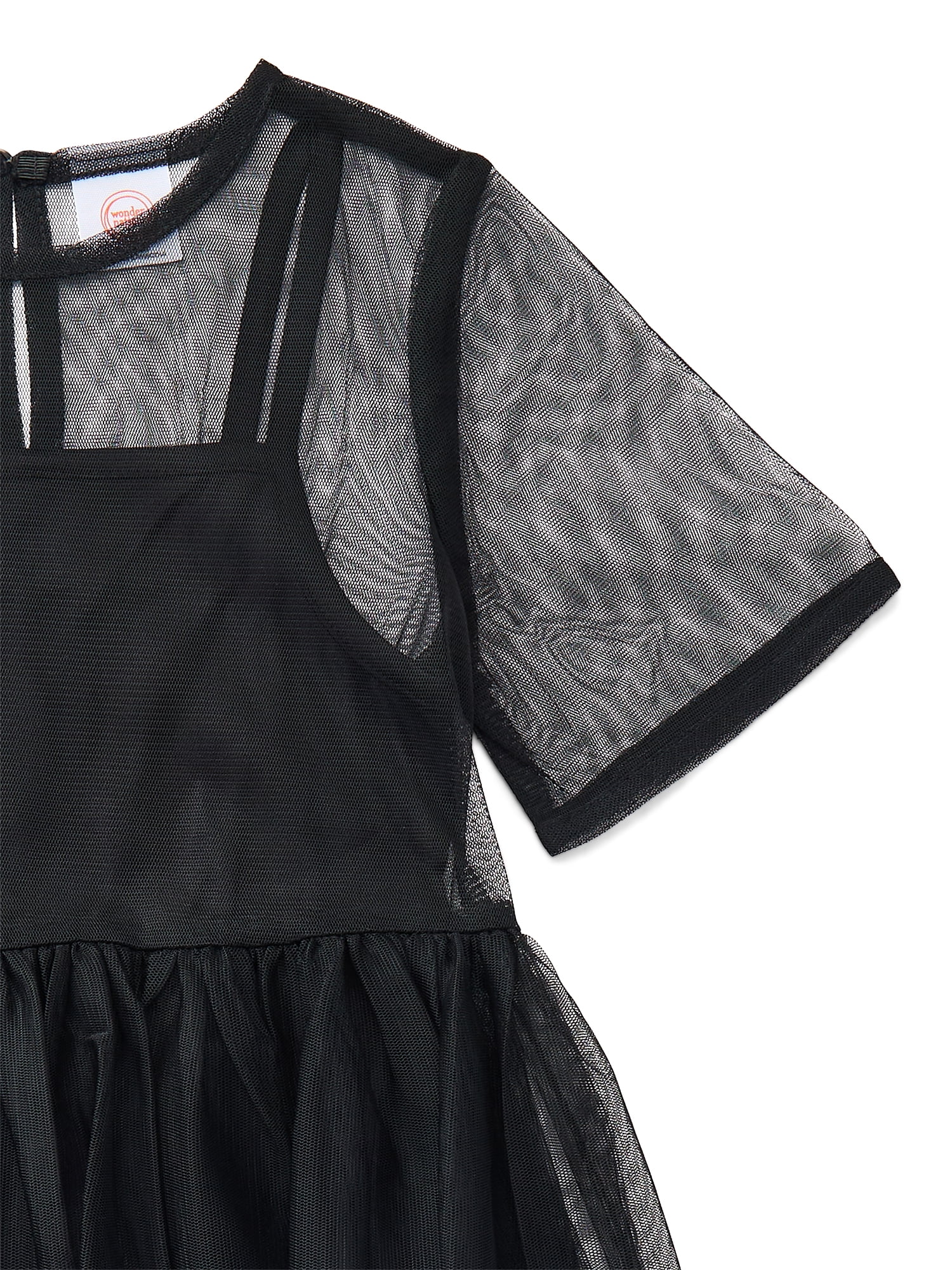 Wonder Nation Girls Mesh Tutu Dress with Short Sleeves, Sizes 4-18 & Plus
