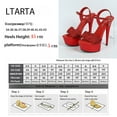thumbnail image 6 of Women Red Woven Binding Waterproof Platform 15cm High Heel Sexy Sandals Catwalk Artifact Model High Heels with Sexy Waterproof Platform 15cm Sandals LFD-8661-A23, 6 of 6