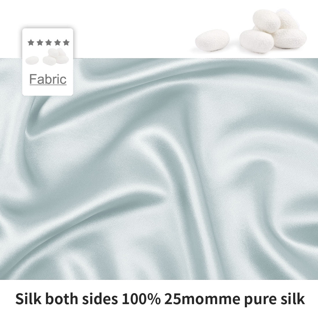 Unique Bargains Mulberry Silk Pillowcase for Skin 25 Momme Silver Grey Standard
