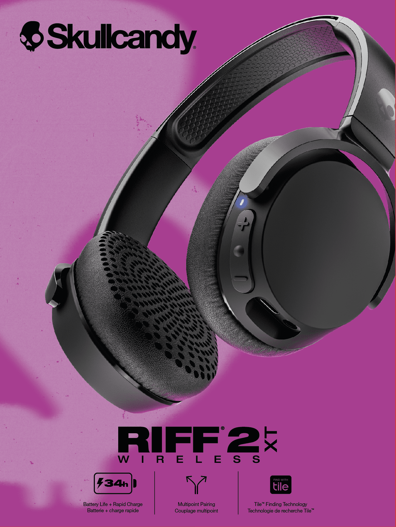Skullcandy Riff XT2 Wireless Bluetooth Headphones Black in Togo at XOF 45452 Rating 5