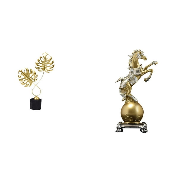 Estatua de hoja,Estatua de hoja para decoración del hogar,manualidades y obras de arte.,Figura de escritorio,Estantería con estatua de caballo para escritorio,oficina y decoración del