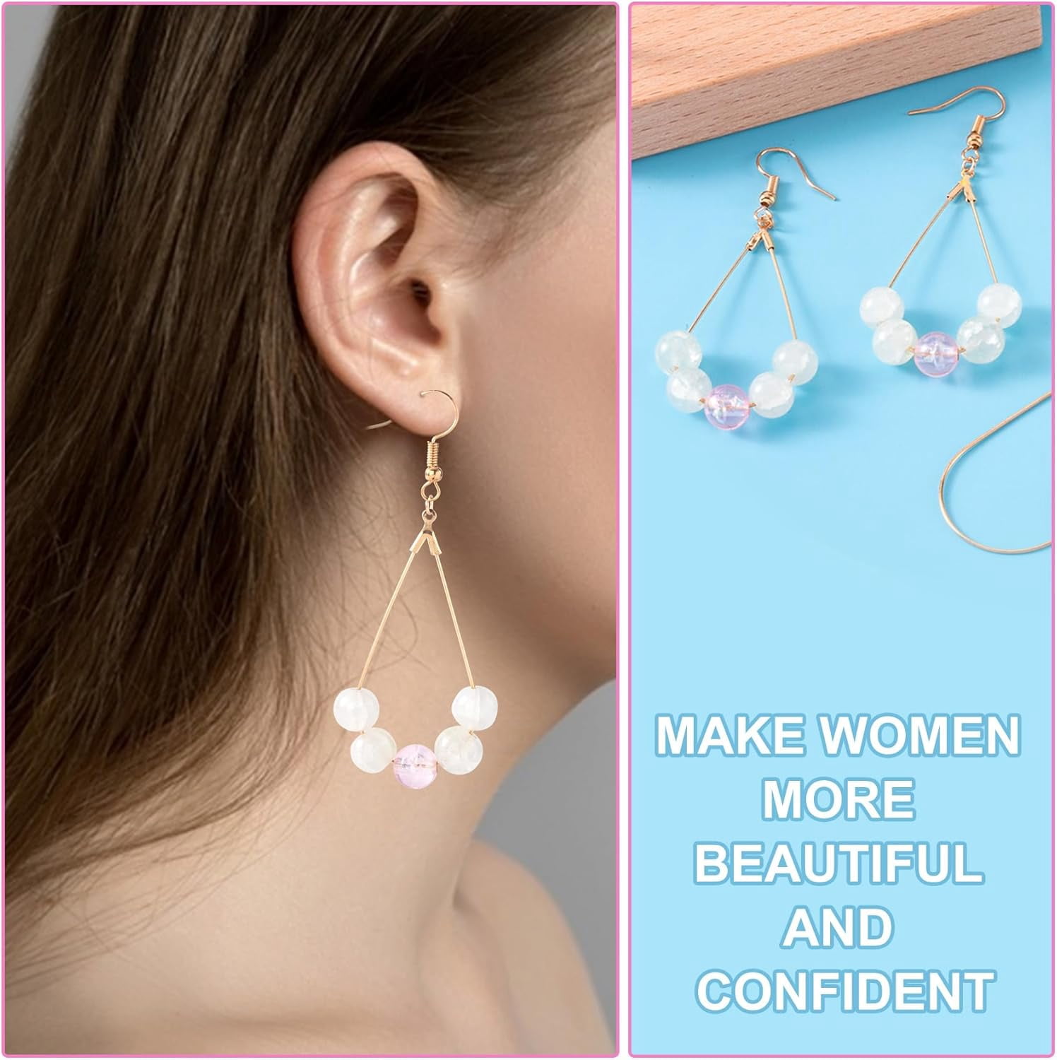700pcs Hypoallergenic Hoop Earrings Making Kit, Mix Size Earring Beading Hooks for Women, Spring Earring Wire Hooks Pads Accessories for DIY Jewelry Making- Gold