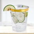 thumbnail image 3 of Biplut 25Pcs Juice Cup Transparent Large Capacity Plastic Rimmed Disposable Water Glass Party Accessories(Golden), 3 of 13