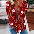 thumbnail image 1 of Pntutb, camiseta informal de manga larga con cuello en V de Navidad para mujer, blusa holgada con estampado de otoño, tops con cremallera Pntutb Pntutb-5389, 1 of 5