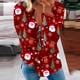 thumbnail image 1 of Pntutb, camiseta informal de manga larga con cuello en V de Navidad para mujer, blusa holgada con estampado de otoño, tops con cremallera Pntutb Pntutb-5389, 1 of 5